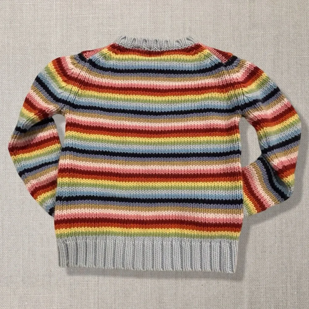 GAP Kids Vintage 90s Rainbow Stripe Knit Sweater Wool Blend Girls 5-6